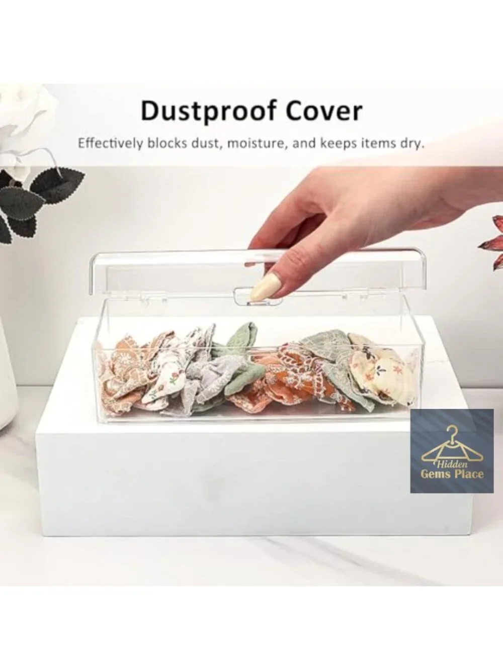 Clear Acrylic Hair Accessories Storage Box with Dividers, 4-Compartment